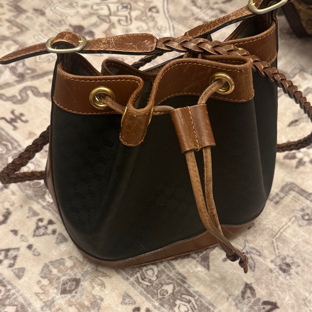 Gucci Black and Brown Mini Bucket Bag
